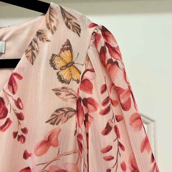 NWT Kensie Pink Pleated Butterfly Flowers Dress - Picture 9 of 14